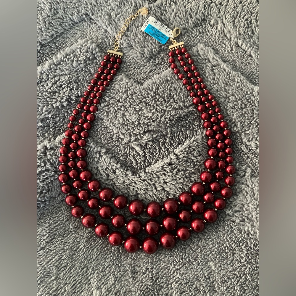 Charter club three strand pearl necklace nwt